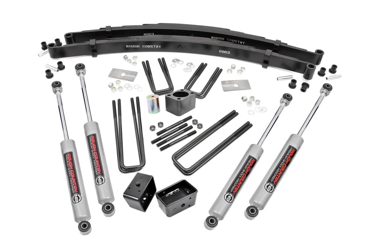 Dodge W200 Pickup Suspension Lift Kit - Front + Rear - Rough Country - 4 Inch Lift - 1974